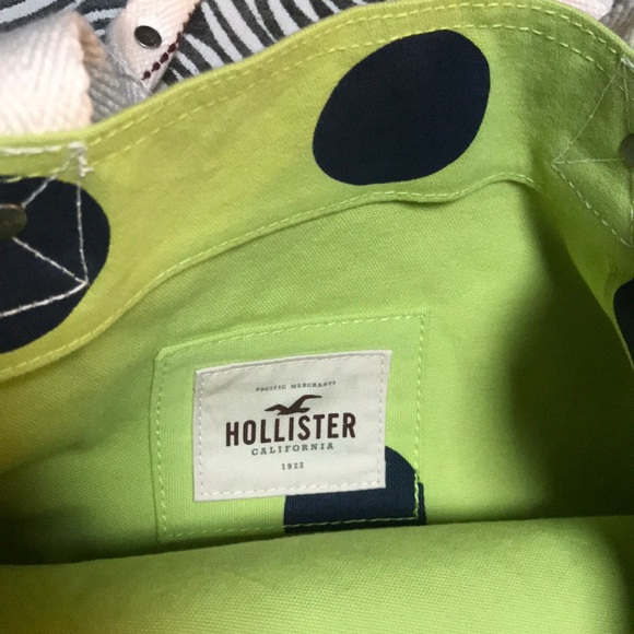 NWT! HOLLISTER cotton canvas dot tote beach bag - Picture 3 of 3